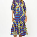 Button Puff Sleeve Midi