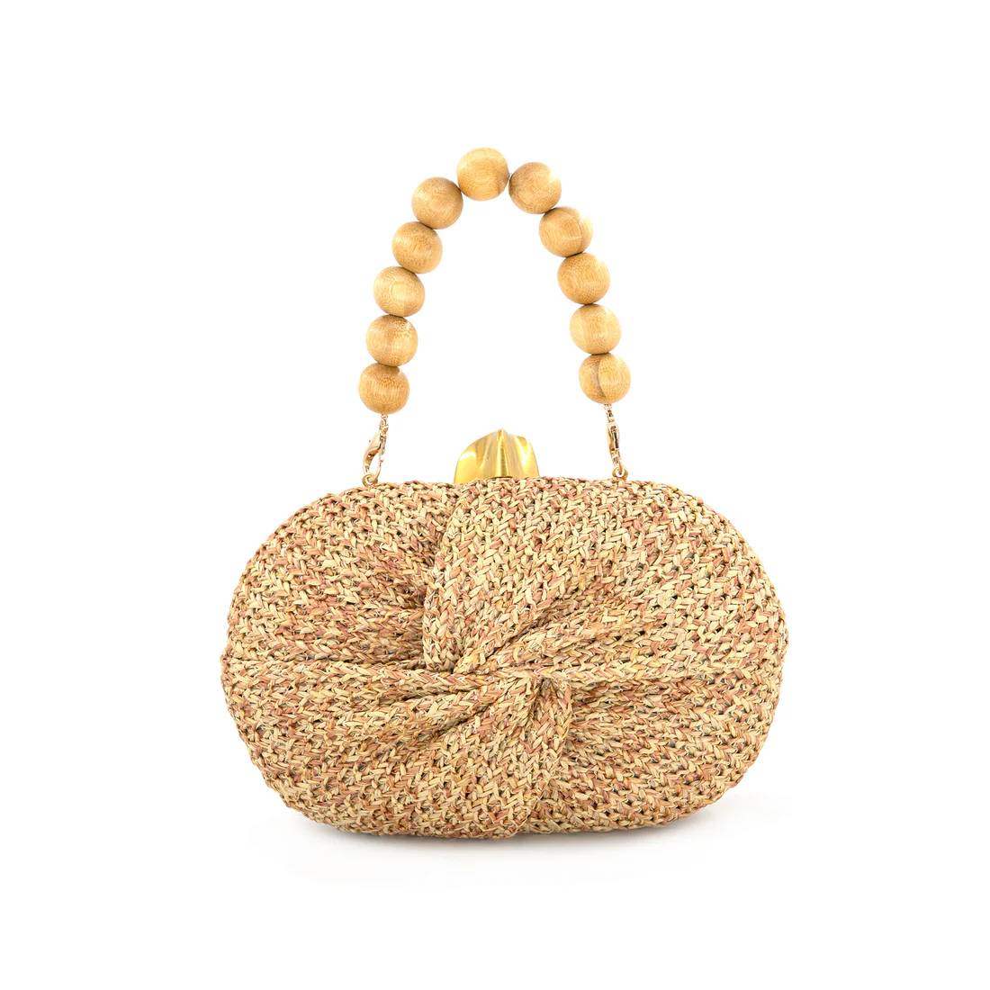 Straw Beaded Handle Bag