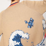 Wave Print Open Cardigan