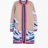 Wave Print Open Cardigan