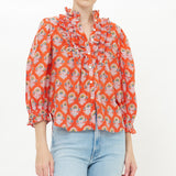 Ruffle Front Button Blouse