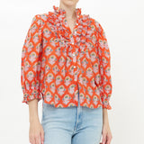 Ruffle Front Button Blouse