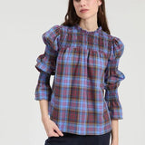 Plaid Smocked Blouse