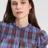 Plaid Smocked Blouse