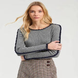 Ribbed Ruffle Hem Sweater