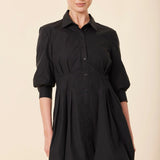 Poplin 3/4 Sleeve Bubble Dress