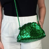 Woven Metallic Cloud Clutch