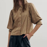 Yuna Button Up Suede Shirt