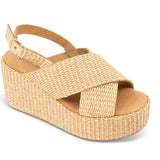 Criss Cross Sling Raffia Wedge