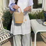 Straw Bucket/Crossbody Bag
