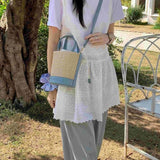 Straw Bucket/Crossbody Bag