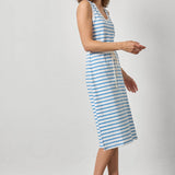 Rib Stripe Slide Slit Tank Dress