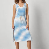 Rib Stripe Slide Slit Tank Dress