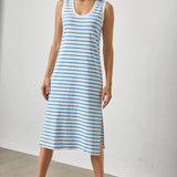 Rib Stripe Slide Slit Tank Dress