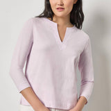 Side Slit Split Neck Top