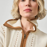 Contrast Collar Zip Cardigan