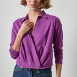 Faux Wrap Collared Top