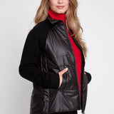 Quilted Jacket w/ Knit Sleeves