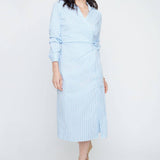 Faux Wrap Midi Shirt Dress