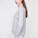 Rib Detail Turtleneck Sweater