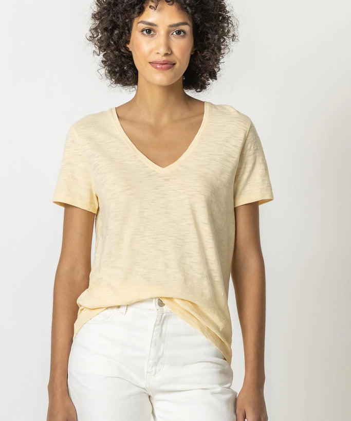 V-Neck Short Sleeve Back Seam