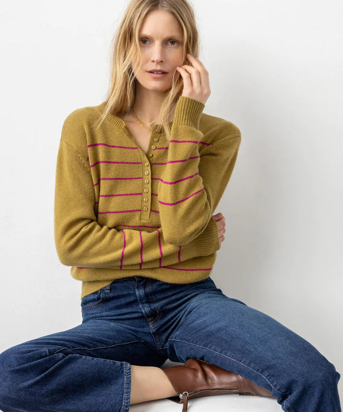 Button Front Henley Sweater