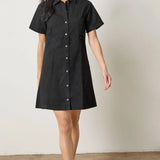 Twill Paneled Shirt Dress