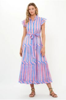 Ruffle Collar Button Maxi