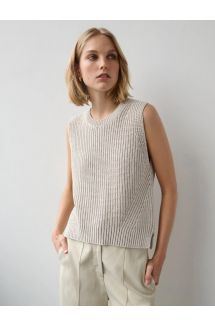 Printed Cotton Tape RIbbed Top
