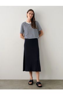 Cotton Silk Ribbed Skirt