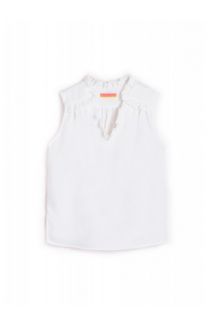 Sleeveless Ruffle Neck Blouse