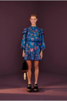 Ikat Navy Hearts Mini Dress