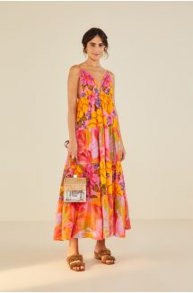 Mixed Pink Prints Maxi Dress
