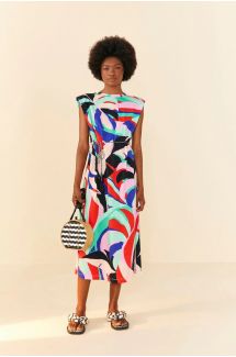 Colorful Monstera T-Shirt Dres