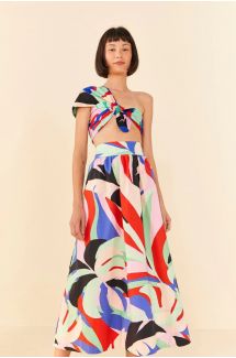 Colorful Monstera Midi Skirt