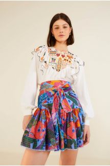 Dotted Forest Blue Skirt