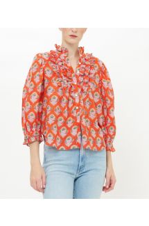 Ruffle Front Button Blouse