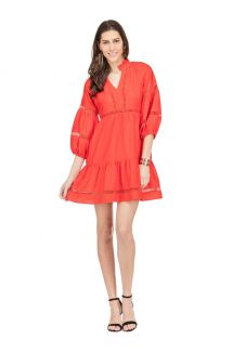Lace Trim Tiered Dress