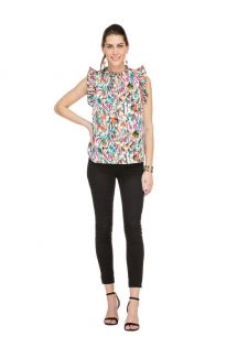 Ruff Ruched Neck Shell