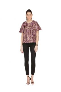 Pleated Puff Sleeve Top