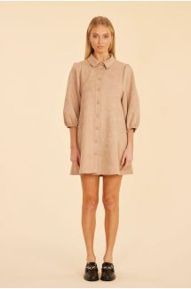 Faux Suede Exager Sleeve Dress
