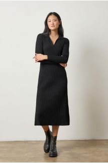 Long Sleeve Rib Henley Dress
