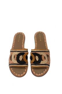 Ortigian Circle Raffia Slide