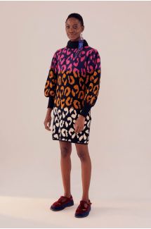 Mixed Leopards Sweater Dress