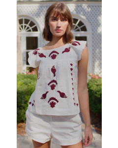 Embroidered Seashell Top