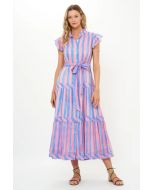 Ruffle Collar Button Maxi