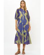 Button Puff Sleeve Midi