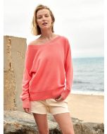 Off Shoulder Ribbed Crew Neck