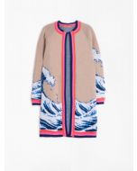 Wave Print Open Cardigan