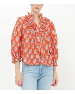 Ruffle Front Button Blouse